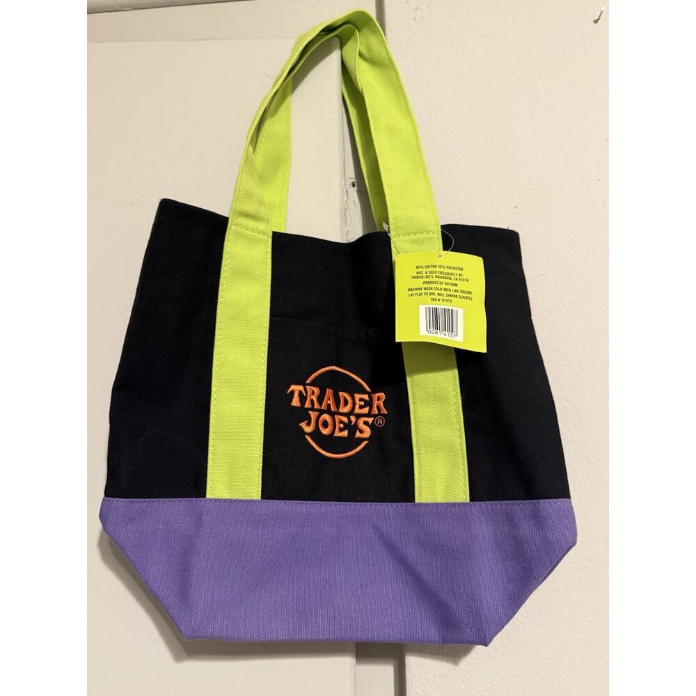 Trader Joe's Purple/Black Mini Tote Bag Halloween Trick or Treat Edition
